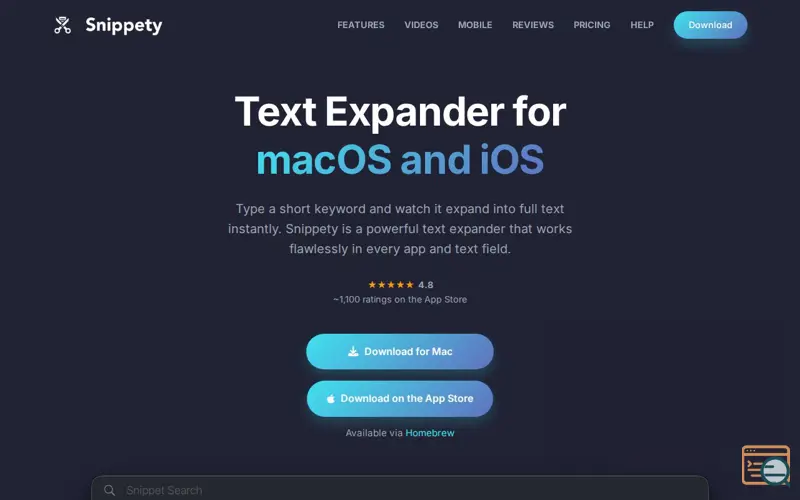 Screenshot of Snippety