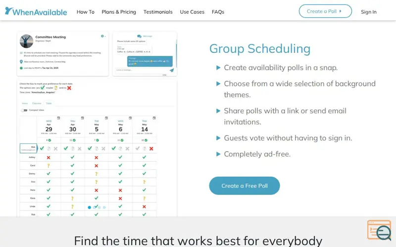 Screenshot of WhenAvailable