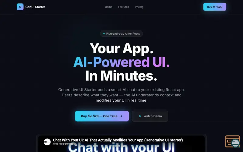 Screenshot of Generative UI Starter