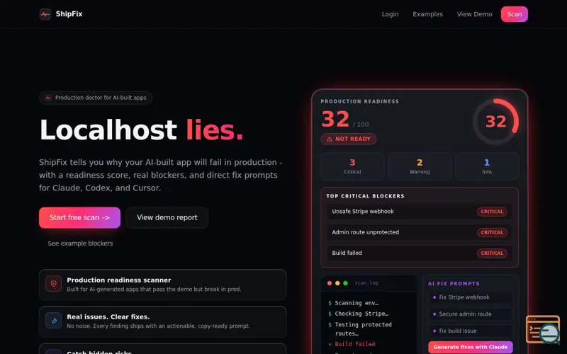 Screenshot of ShipFix