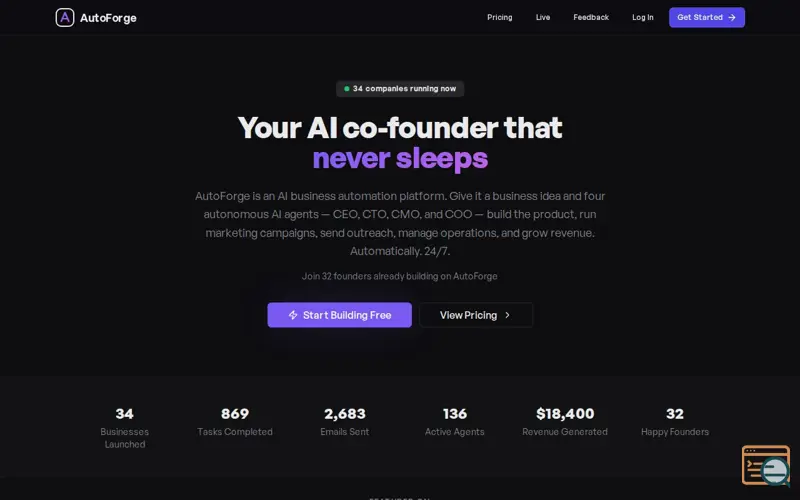 Screenshot of AutoForgeAi