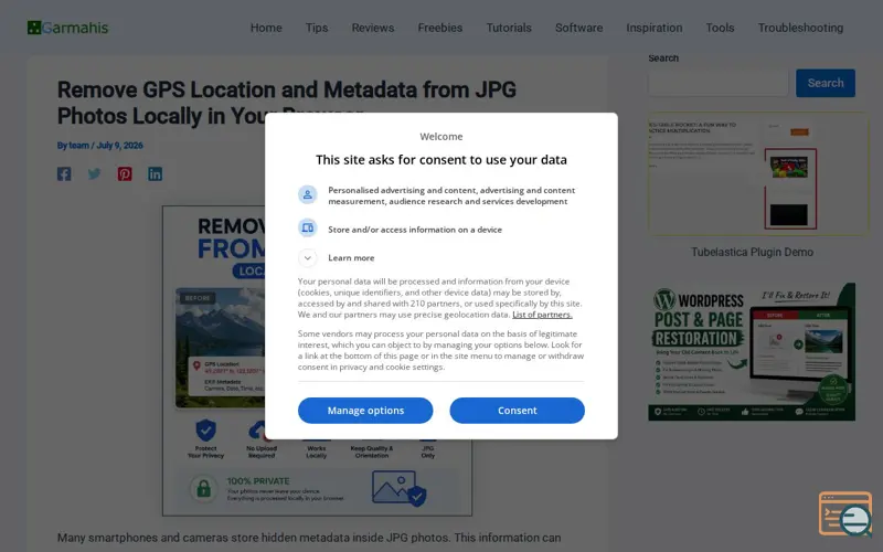 Screenshot of JPG Privacy Cleaner