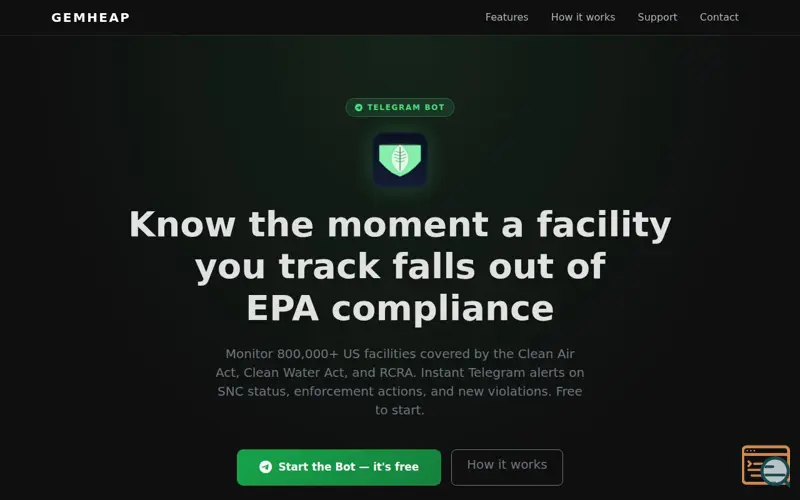Screenshot of Facility Compliance Monitor