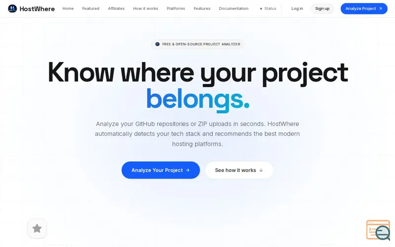 Screenshot of HostWhere