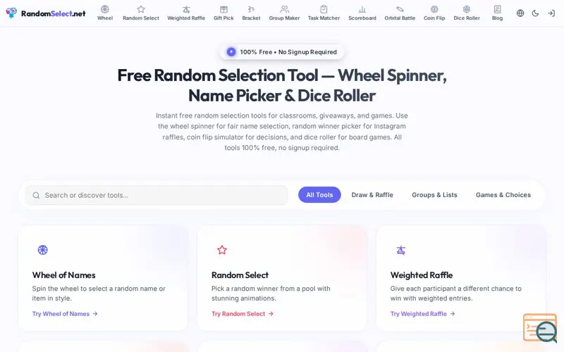 Screenshot of Random Select