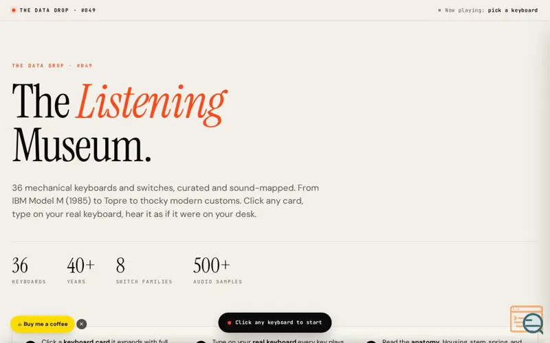 Screenshot of The Listening Museum · sheets.works