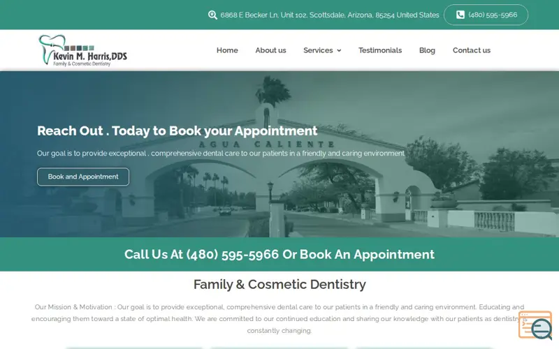 Screenshot of kevinharrisdentist
