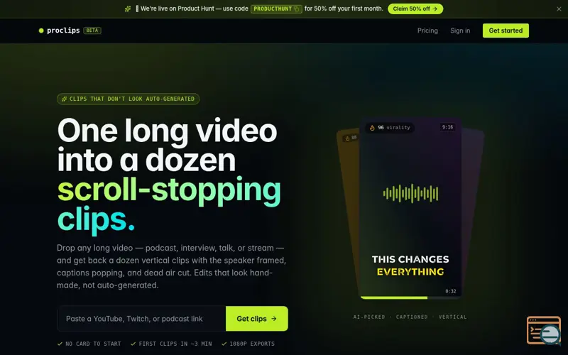 Screenshot of proclips.app