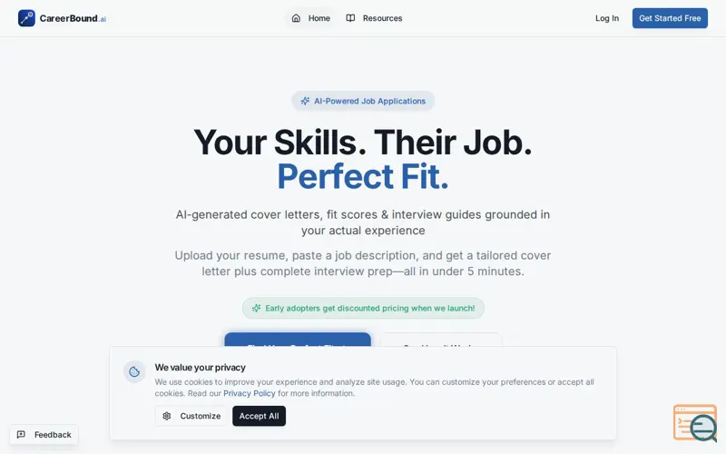 Screenshot of CareerBound.ai