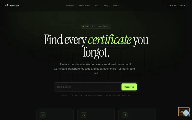 Screenshot of Tidelock, a launch using Nette Framework