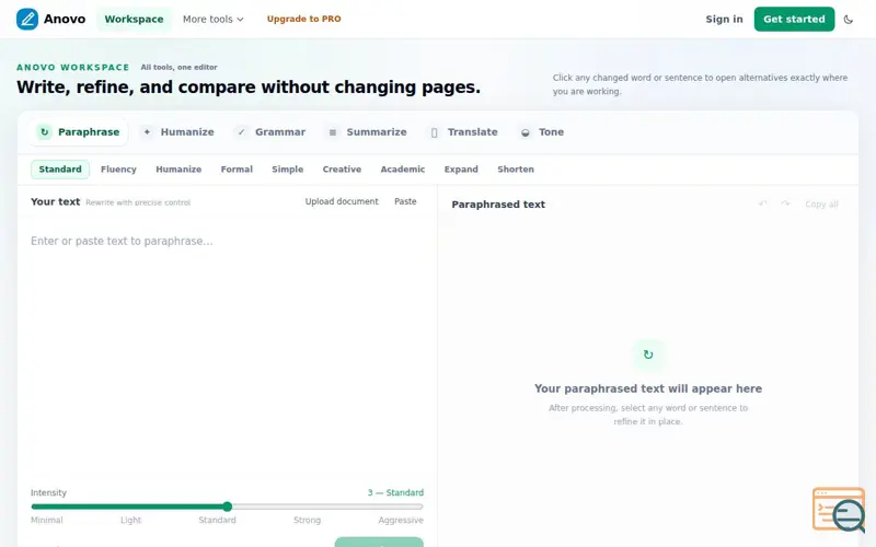 Screenshot of Anovo: AI Writing Tools