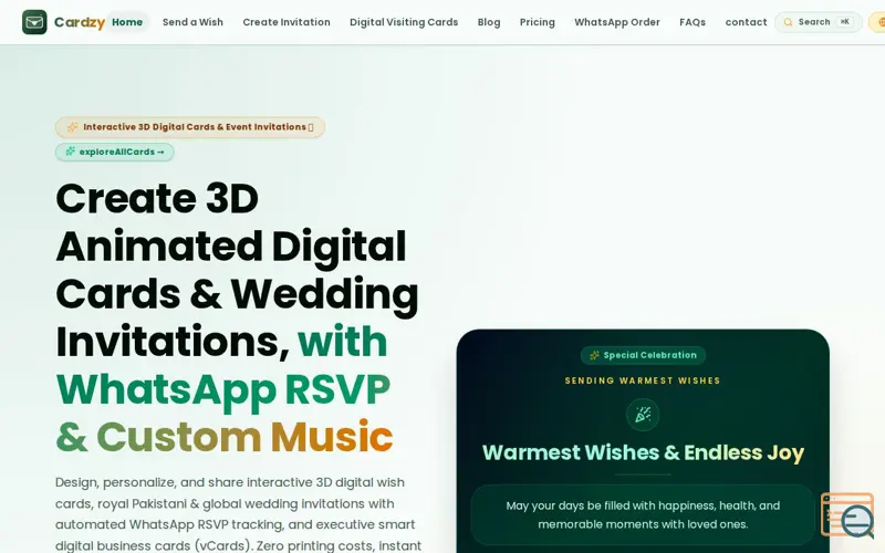 Screenshot of Cardzy — Digital Wish Cards & Event Invitations