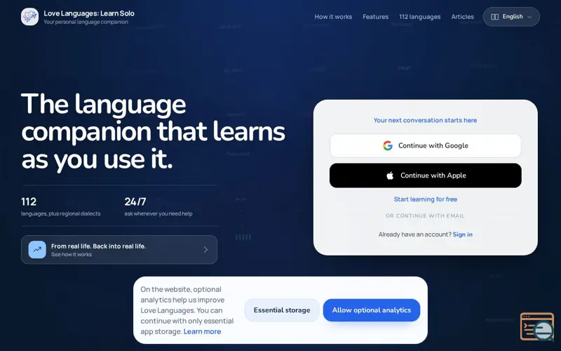 Screenshot of Love Languages: Learn Solo, a launch using TikTok Pixel