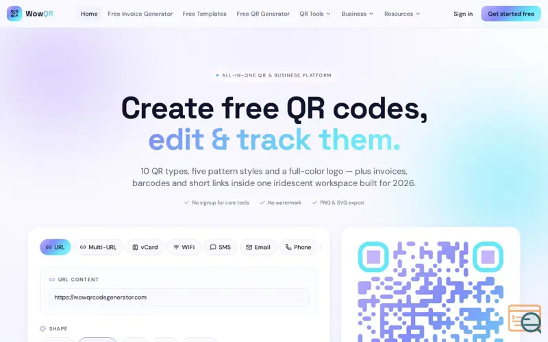 Screenshot of WOW QR Code Generator