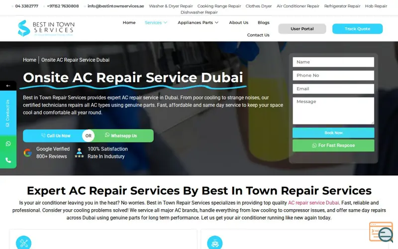 Screenshot of AC Repair Dubai, a launch using Tasjeel
