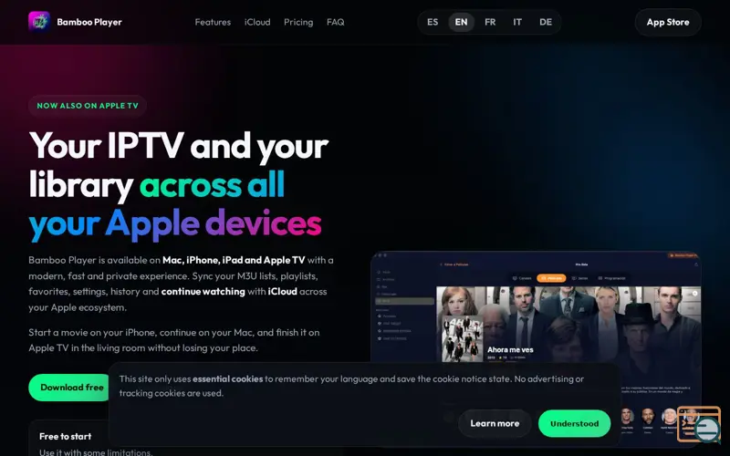 Screenshot of Bamboo Player, a launch using SITE.nl