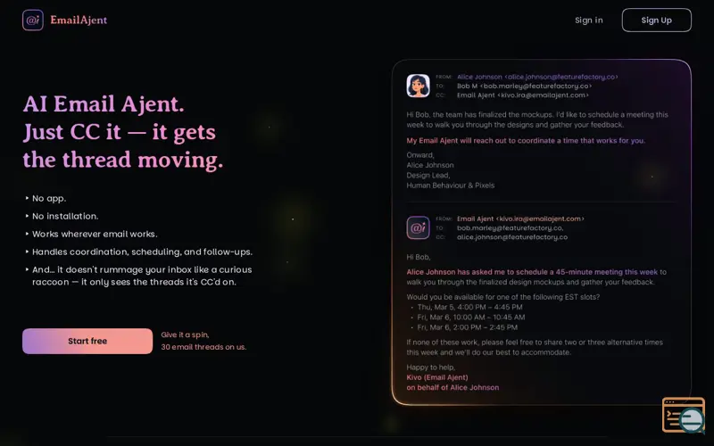 Screenshot of EmailAjent