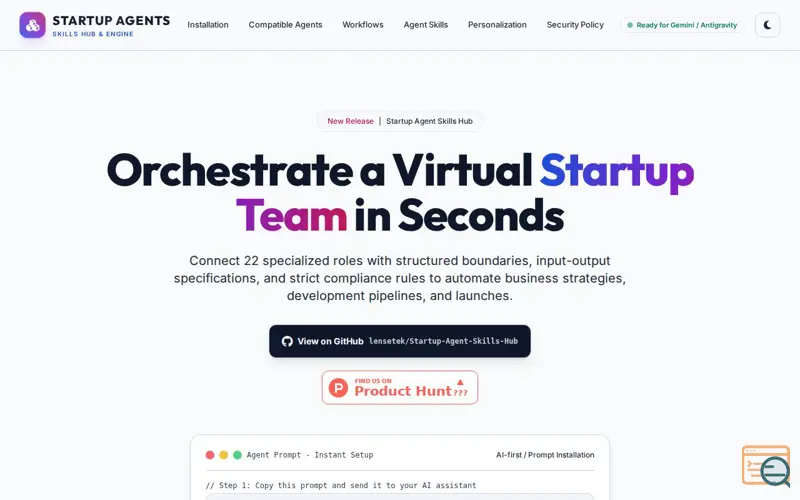 Screenshot of Startup Agent Skills Hub