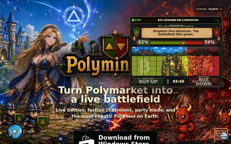 Screenshot of PolyMiniWar, a launch using Microsoft Store