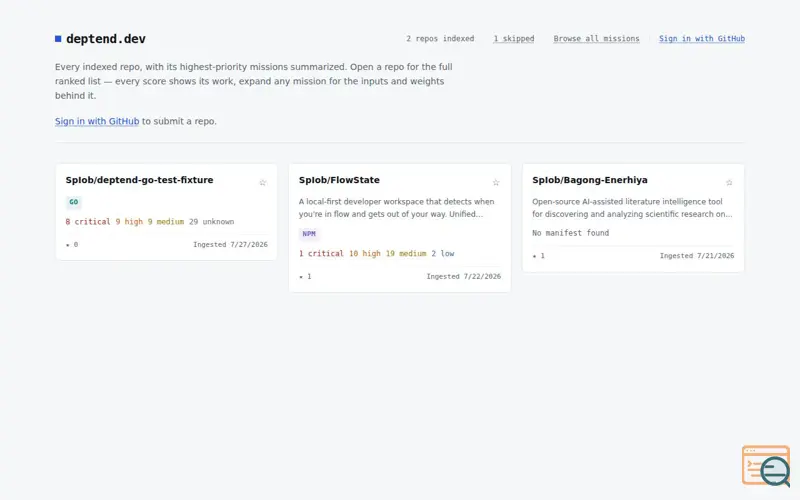 Screenshot of DepTend