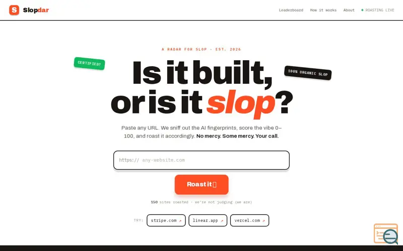 Screenshot of Slopdar