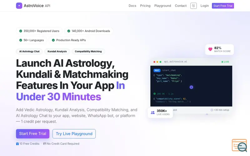 Screenshot of AstroVoice API