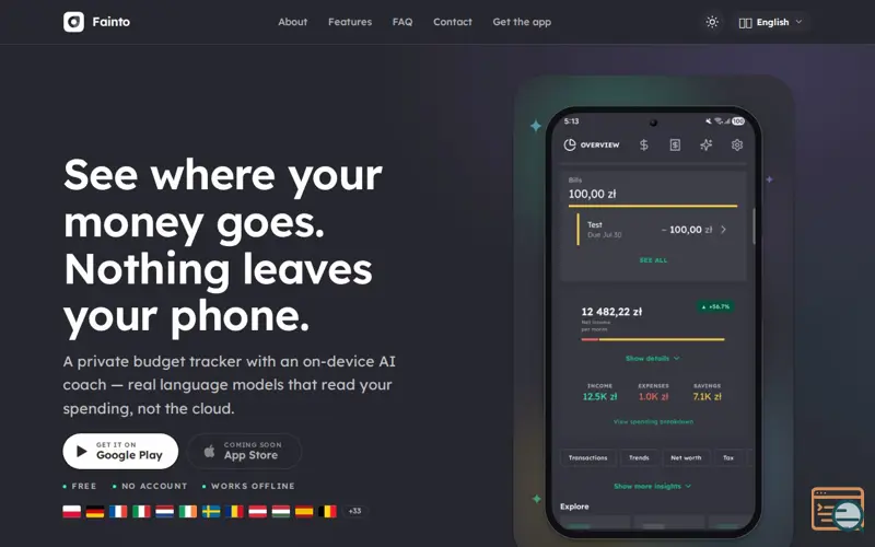 Screenshot of Fainto: Private Budget Tracker