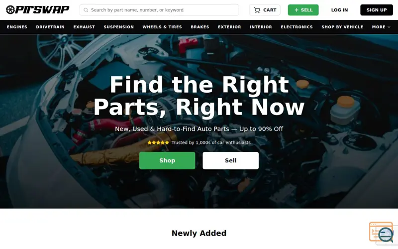 Screenshot of PitSwap
