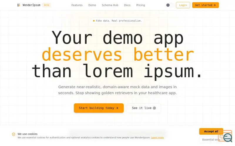 Screenshot of WonderIpsum, a launch using Maileroo