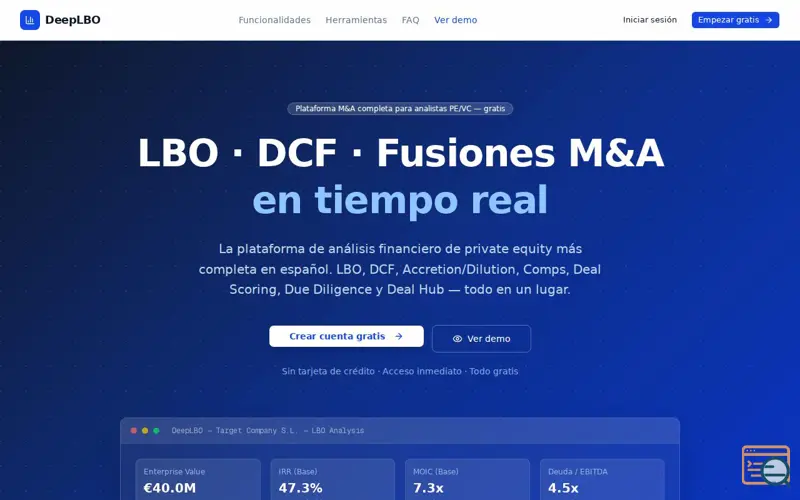 Screenshot of DeepLBO — Professional LBO Analysis