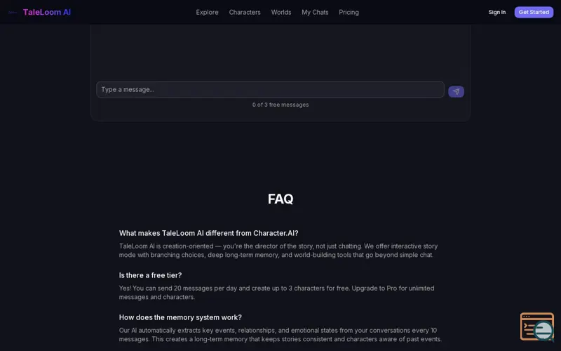 Screenshot of TaleLoom AI
