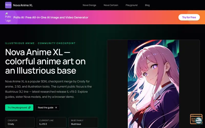 Screenshot of Nova Anime XL, a launch using AIxCollection