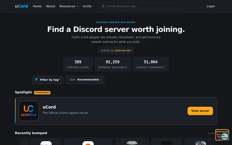Screenshot of uCord.cc