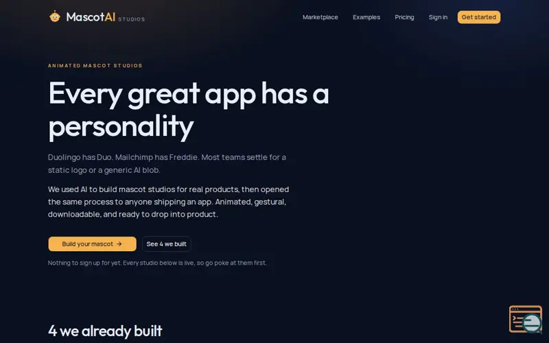 Screenshot of Give your app a personality | MascotAI