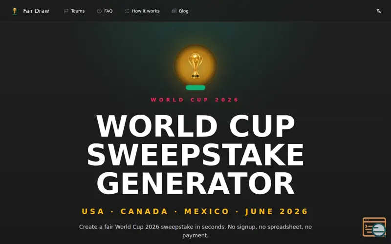 Screenshot of Worldcupsweepstakegenerator