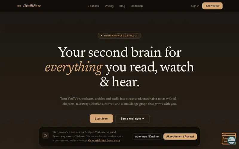 Screenshot of DistillNote