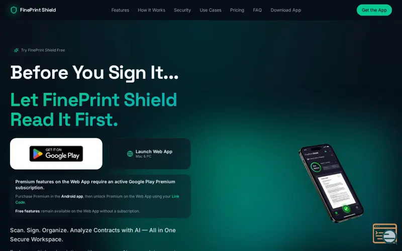 Screenshot of FinePrint Shield