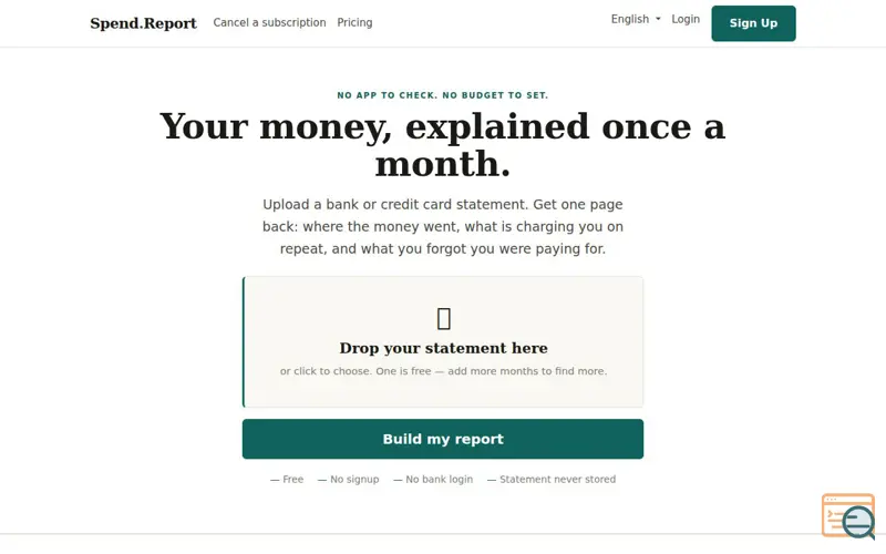Screenshot of Spend.Report