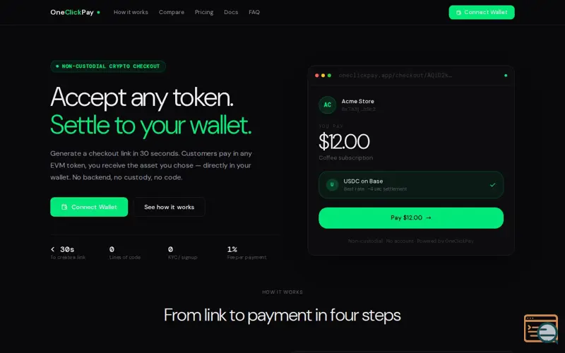 Screenshot of OneClickPay