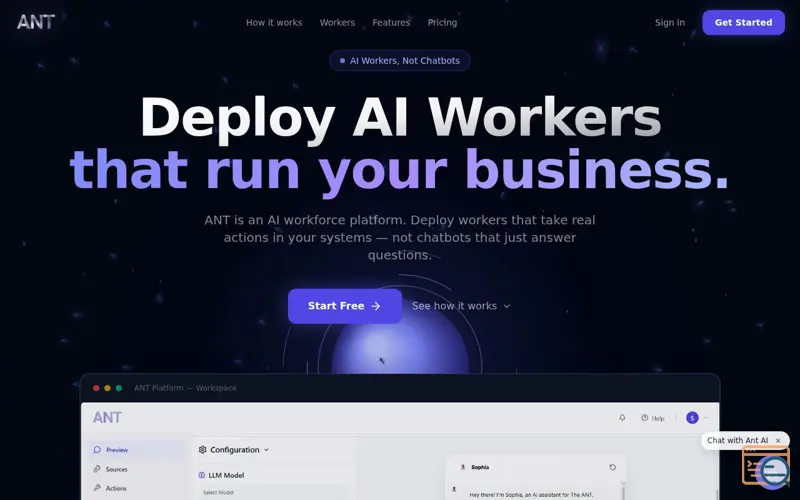 Screenshot of ANT : AI Workforce Platform