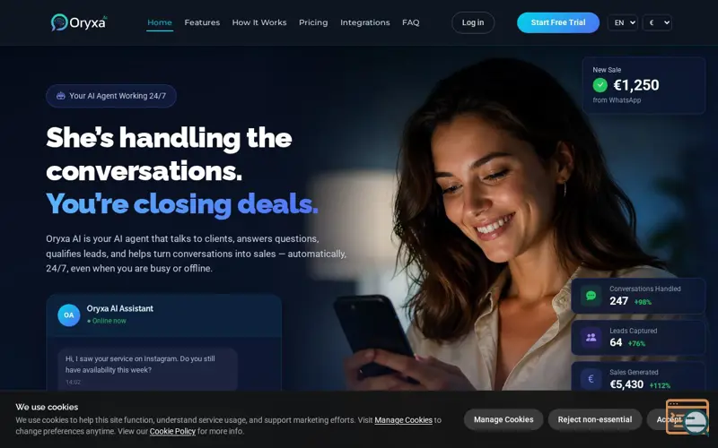 Screenshot of Oryxa AI