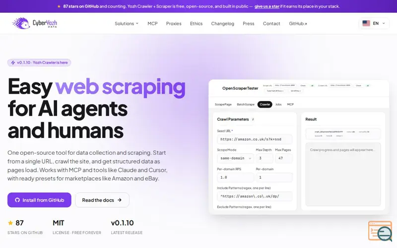 Screenshot of CyberYozh Data