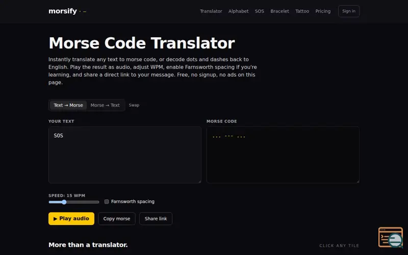 Screenshot of Morsify