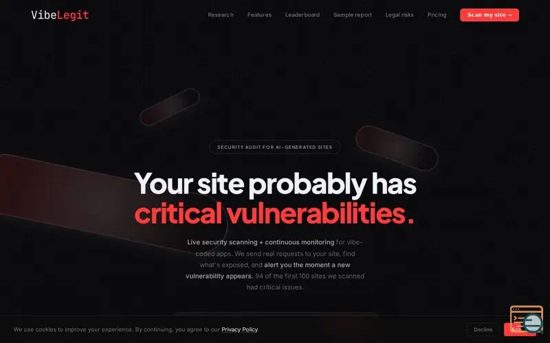 Screenshot of VibeLegit