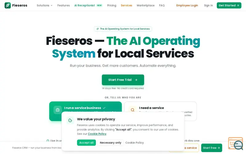 Screenshot of Fieseros — The Operating System for Service Businesses