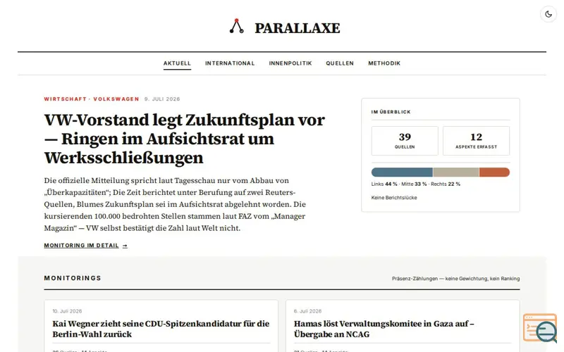Screenshot of Parallaxe