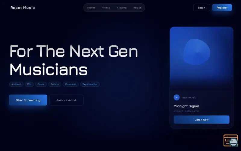 Screenshot of Reset Music