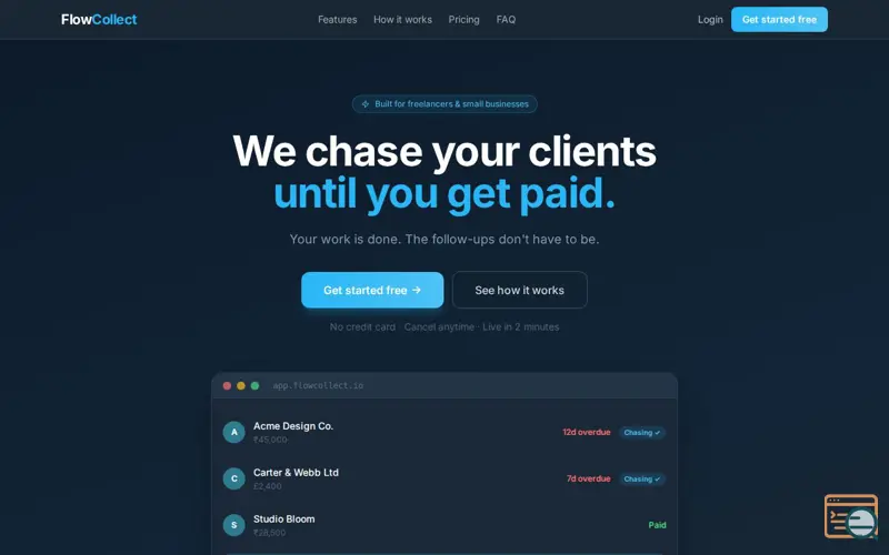Screenshot of FlowCollect