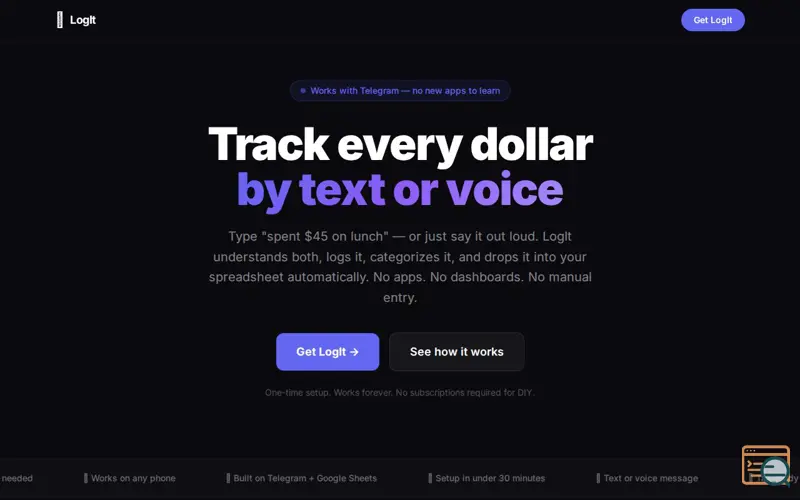 Screenshot of LogIt