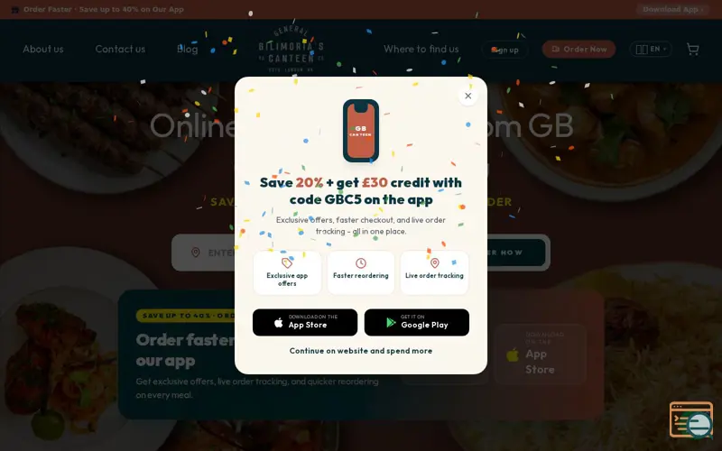 Screenshot of Indian and Thai Food Delivery GB Canteen